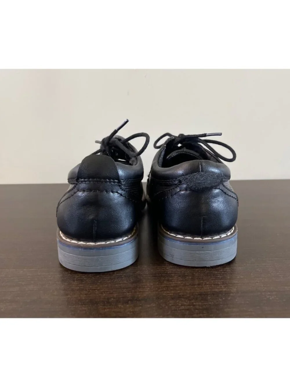 Steve Madden Boys Size 3 Toliverr Black Leather Oxford Dress Shoes Cap Toe